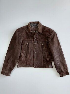 Vintage Louis International Suede Leather Trucker Jacket - L